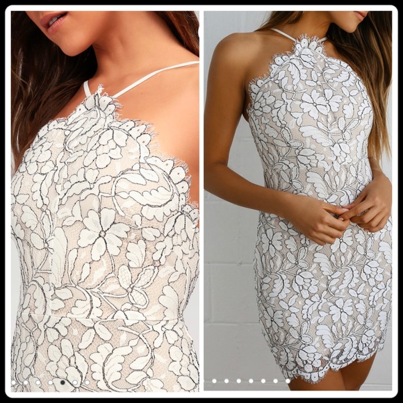 NWT Lulus Delicate Darling Beige Lace Dress - Picture 3 of 10